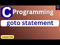 goto statement in C Programming C Programming for Beginners Learn C Programming L-18