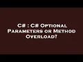 C C Optional Parameters or Method Overload