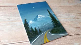 Mountain view easy acrylic painting ideas for beginners