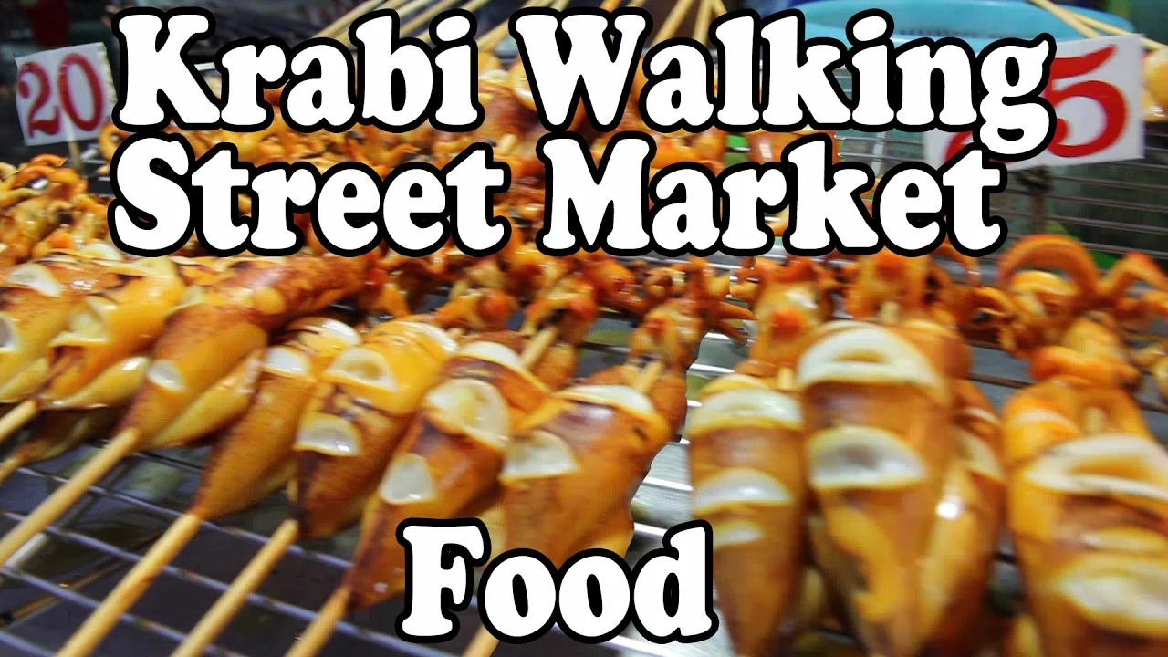 Walking Street Night Market, Krabi Town Street Food: Thai Street Food Vendors Cooking