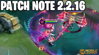 AULUS BUFF, ARGUS BUFF, LUKAS NERF, MELISSA NERF, KARINA NERF - PATCH NOTE 2.2.16 MLBB