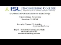 IT Lecture-14 Multithreading Models Thread Libraries Multithreading Issues