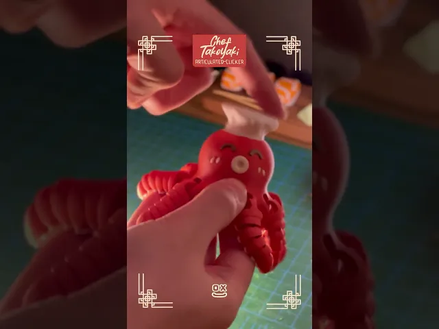 Chef Takoyaki Octopus Articulated Clicker - Desk Decoration Fidget video thumbnail