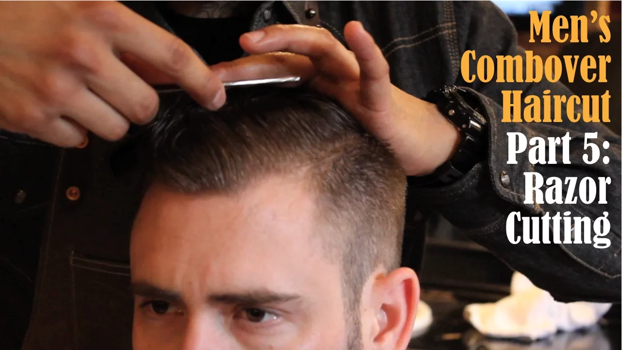 Men's Comb Over Haircut - Razor Haircutting - Part 5