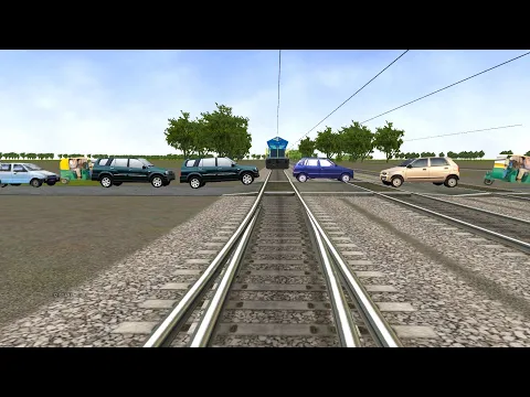 July 16, 2022 Many cars Level crossing vs Train | Stops the train and back - Copyright free