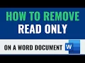 How to Remove Read Only on a Word Document