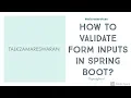 Validate Form Input in Spring Boot Hibernate ThymeLeaf