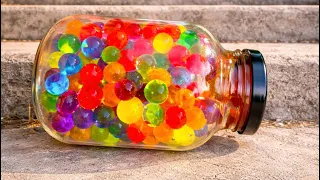 Rolling big jar with colorful orbiez!🌈🌟 #asmr #satisfying 