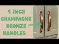 Amerdeco 10 Pack Champagne Bronze Cabinet Pulls 4 Inch 102mm Hole Centers Handles for Cabinets