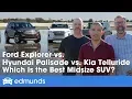 Kia Telluride vs Hyundai Palisade vs Ford Explorer 2020 Midsize SUV Comparison Test