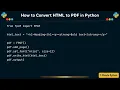 How to Convert HTML to PDF in Python