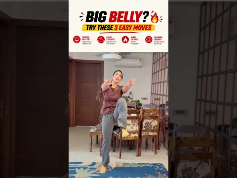 BIG BELLY? TRY THESE 3 EASY MOVES 🔥 #homeworkout #weightlossworkout #womenfitness