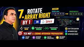 7 Rotate Array By 1 using Java LeetCode HackerRank GFG TCS NQT