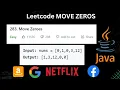 MOVE ZEROS LEETCODE SOLUTION IN JAVA LEETCODE 283 MOVE ZEROS PROBLEM SOLVING THROUGH JAVA