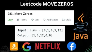 MOVE ZEROS LEETCODE SOLUTION IN JAVA LEETCODE 283 MOVE ZEROS PROBLEM SOLVING THROUGH JAVA