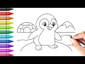 Easy penguin coloring for begginer learn colors step by step