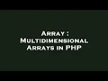 Array Multidimensional Arrays in PHP