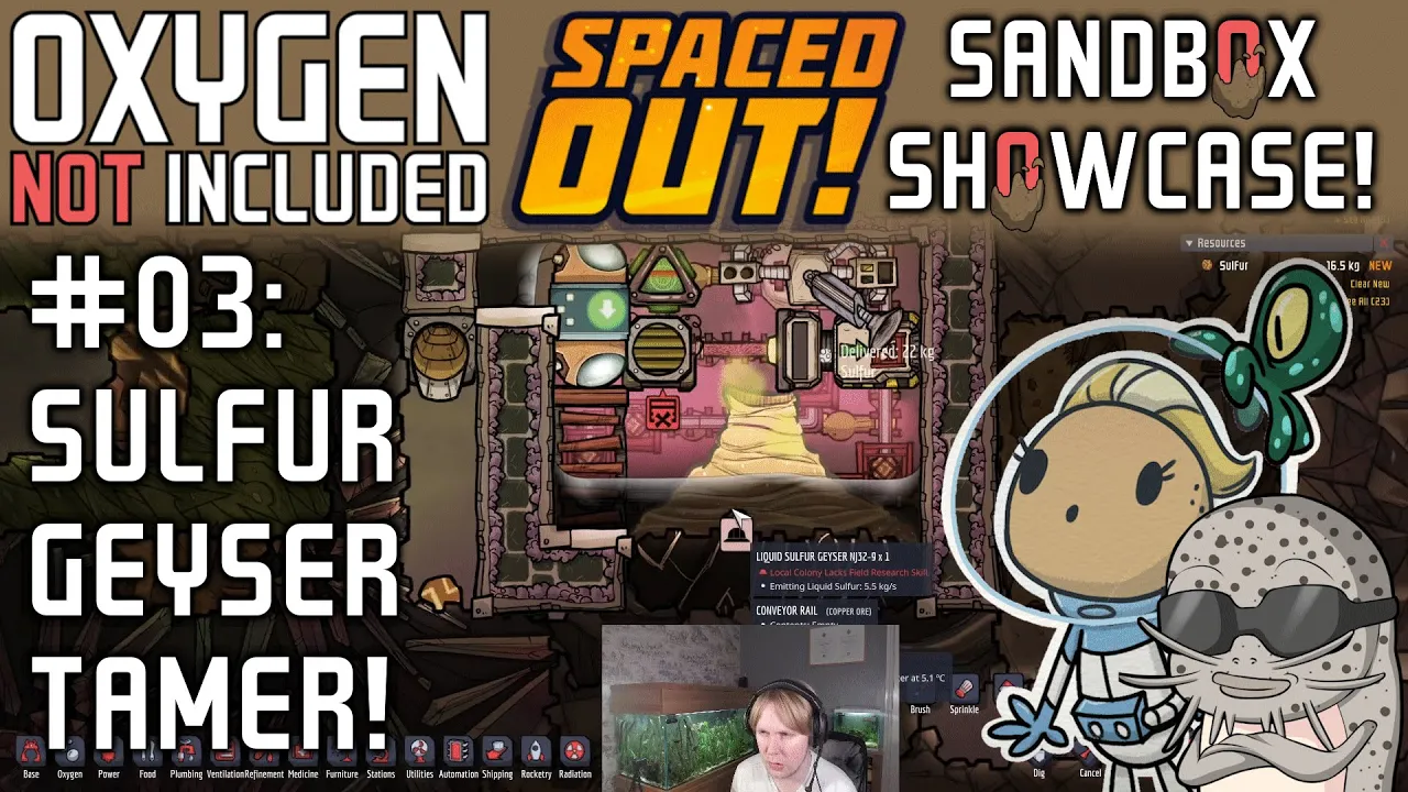 How To Tame Sulfur Geysers In ONI: Spaced Out! Sandbox Showcase #3