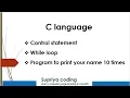 C language while loop program to print your name 10 times