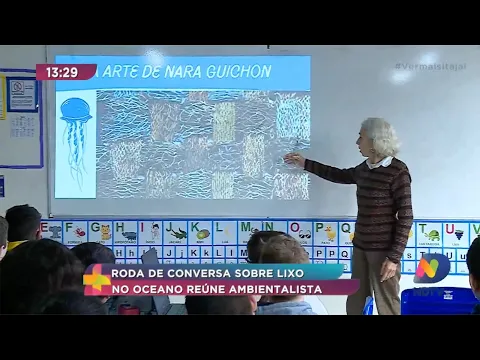Roda de conversa sobre lixo no oceano reúne ambientalista e alunos do quinto ano em Itajaí