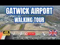 Gatwick Airport 4K Walking Tour South to North Terminal Takeoff View Real Airport Ambience
