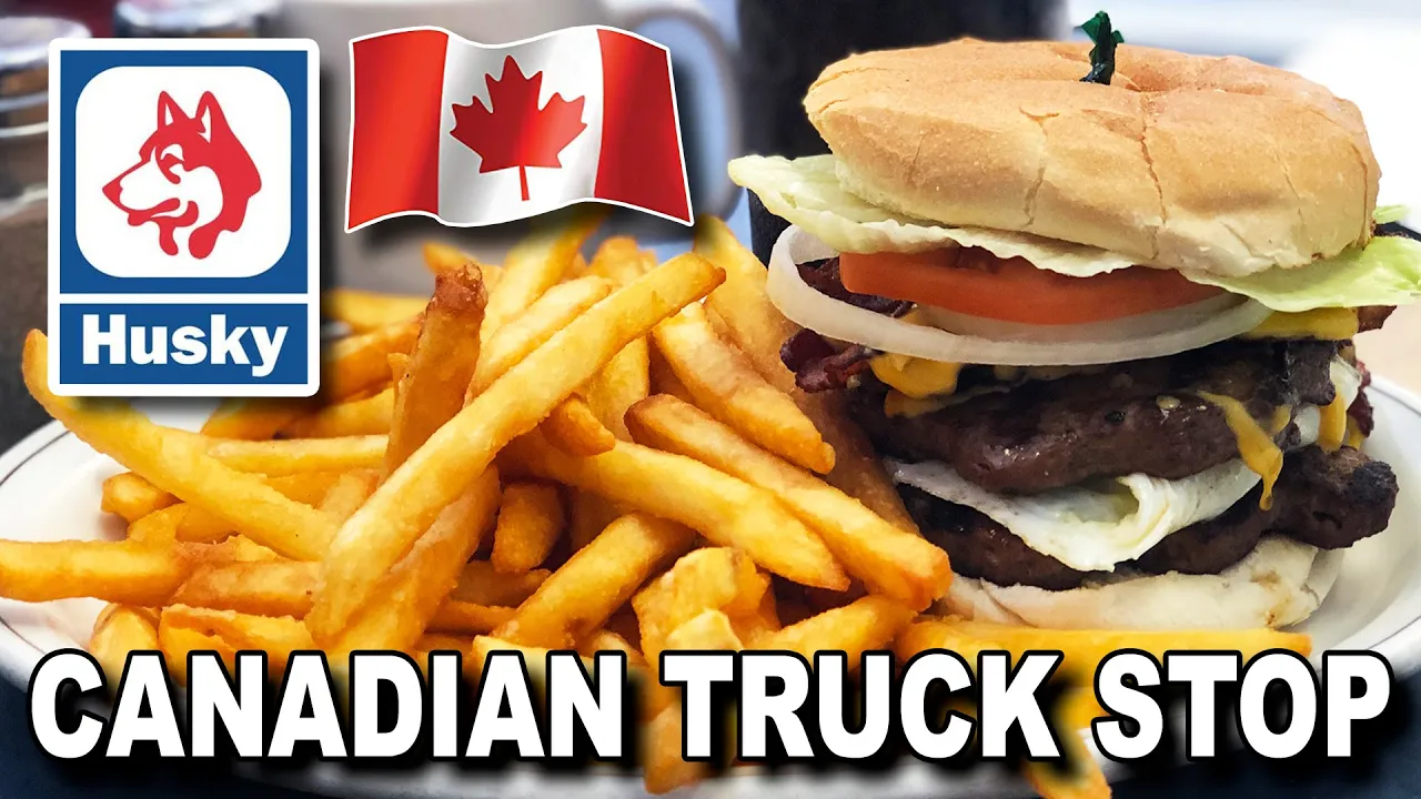 Canadian Truck Stop 🚚🇨🇦🍔 The King of the Road Burger and Samosas at a HUSKY/ESSO Station