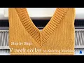 Mitered V Neck Collar on a Knitting Machine How to Finish a V Neck on a Knitting Machine