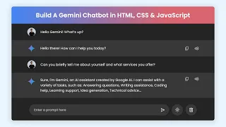 Build A Google Gemini Chatbot in HTML CSS JavaScript Chatbot Like ChatGPT and Gemini