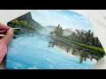 Download Lagu Acrylic landscape painting time-lapse / how to paintlake reflection