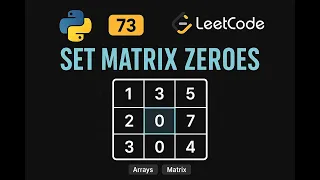 LeetCode 73 Set Matrix Zeroes Python Solution In-place Matrix Manipulation