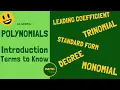 What are Polynomials What are the Terms Monomial Binomial Trinomial Leading Coefficient Degree