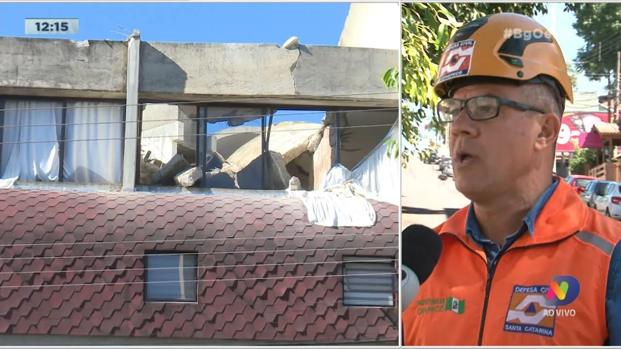 Prédio onde arco desabou e destruiu apartamento está interditado em Chapecó