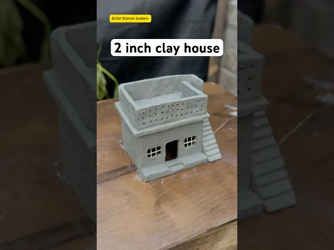 2 inch clay house | tiny house challenge #miniaturehouse #diy #craft