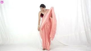 How to achieve stylish designer look with simple Sari paired with crop top