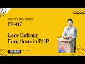 User Defined Functions in PHP PHP Tutorial in Hindi