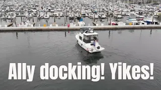 Ally docking the yacht for the first time! | Boating Journey