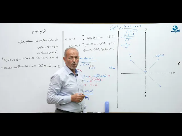 ⁣بعد نقطة معلومة عن مستقيم معلوم - مادة الرياضيات للصف الرابع الاعدادي