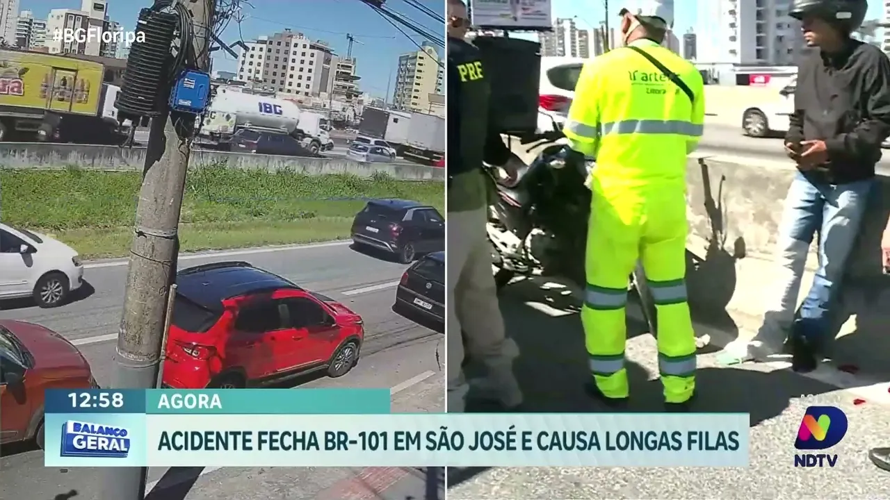 Trânsito parado: acidente interdita BR-101 em São José