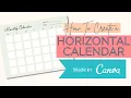 How To Create A Horizontal Monthly Calendar Canva Tutorial Etsy Passive Income