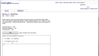 CodingBat firstTwo Quick Easy Solution
