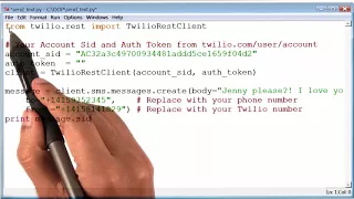 Lesson 2b Use Classes - Send Text 07 Setting Up Our Code Python Programming