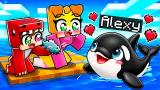 Fingí ser una BALLENA ASESINA BEBÉ en UNA BALSA en Minecraft! 😍🐋