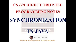 SYNCHRONIZATION IN JAVA NOTES CS3391 OBJECT ORIENTED PROGRAMMING NOTES 2021 REGULATION CSE