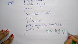 strlen in c programming String library function Simple Program C Programming Lec-50