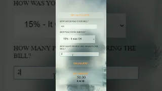 Tip calculator using html css and JavaScript
