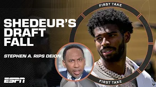SLIDE SEEN ’ROUND THE WORLD 🌎 Stephen A.‘s blaming Shedeur’s draft fall on Deion 👀 | First Take