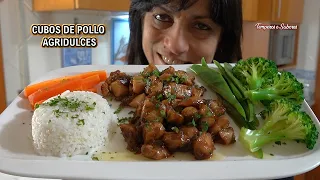 CUBOS DE POLLO AGRIDULCES EXQUISITOS Fáciles y Rapidos de preparar Un Almuerzo o Cena Deliciosa