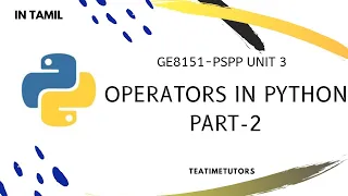 Membership operators Identity operators Bitwise operators Operators in Python in Tamil