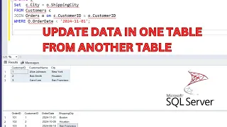 How to Update Data in One Table from Another Table in SQL Server