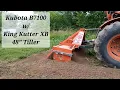 Tilling Garden Soil Kubota B7100 HST and King Kutter XB 48 Homestead 4x4 Mini Tractor Dirt Prep